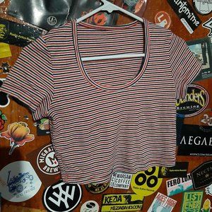 Red White & Blue Striped Crop Top